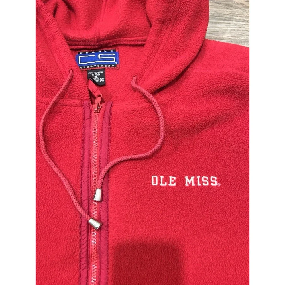 OLE MISS Vest Vintage 90’s Crable  Fleece Hooded Unisex College Collegiate EUC